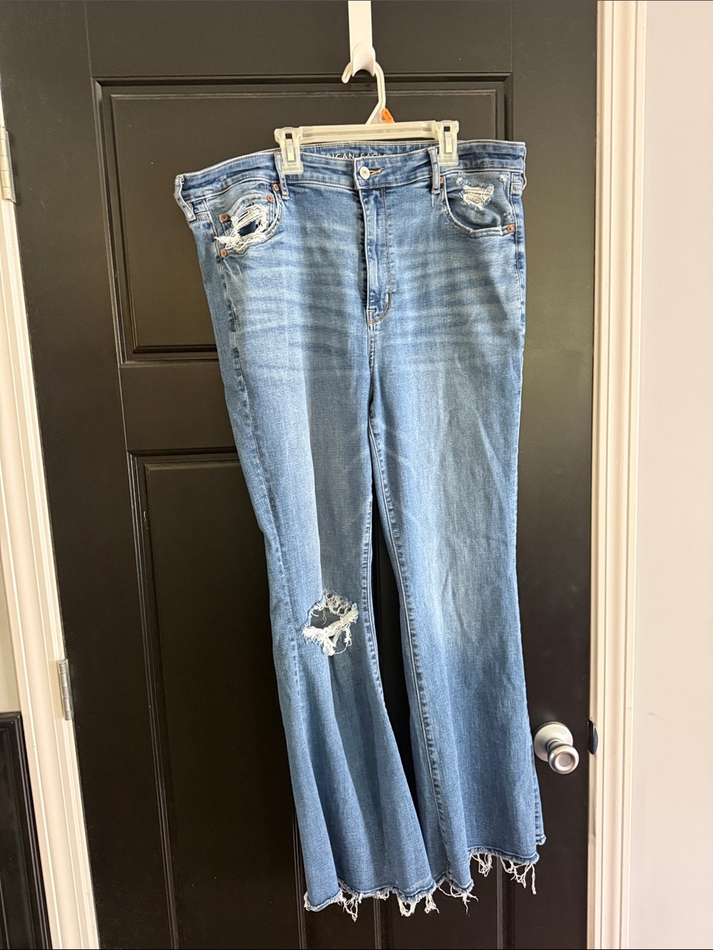 American Eagle Outfitters Light Blue Distressed Flare Jeans